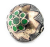 Green Round Inlaid Afghan Brass Bead Pendant (31x28mm)