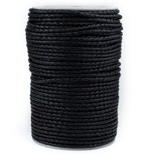 4.0mm Black Round Braided Bolo Leather Cord (3ft) - The Bead Chest