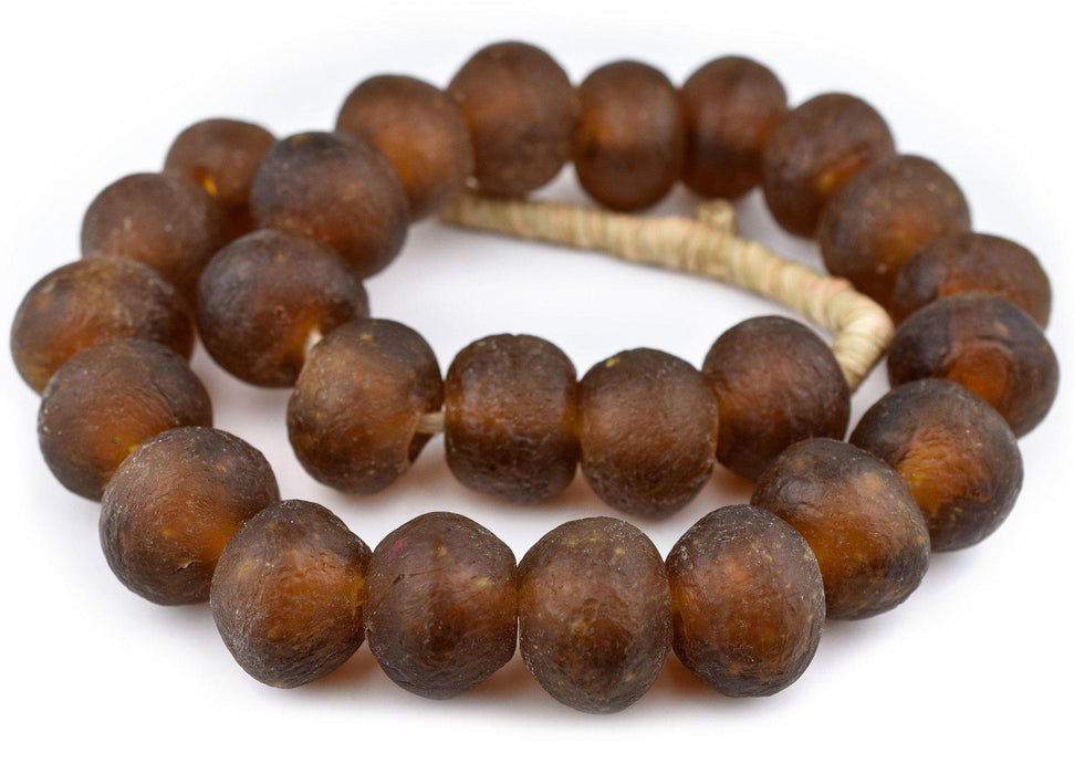 Super Jumbo Amber Recycled Glass Beads (35mm) - The Bead Chest