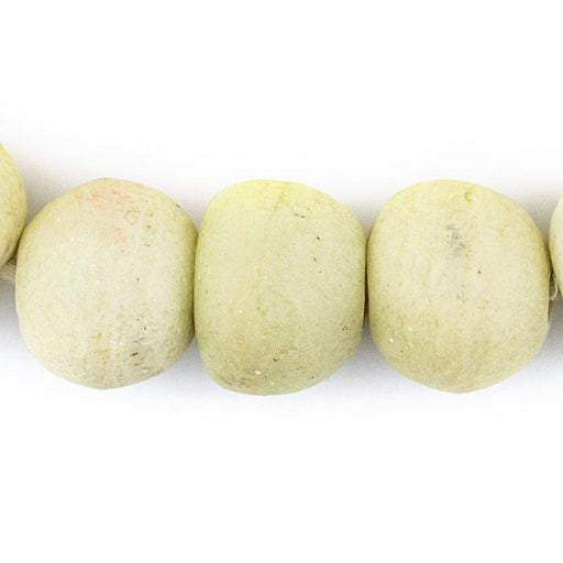 Jumbo Pastel Yellow Opaque Recycled Glass Beads (23mm) - The Bead Chest