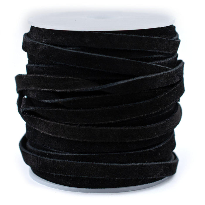6.0mm Black Flat Suede Leather Cord (75ft) - The Bead Chest
