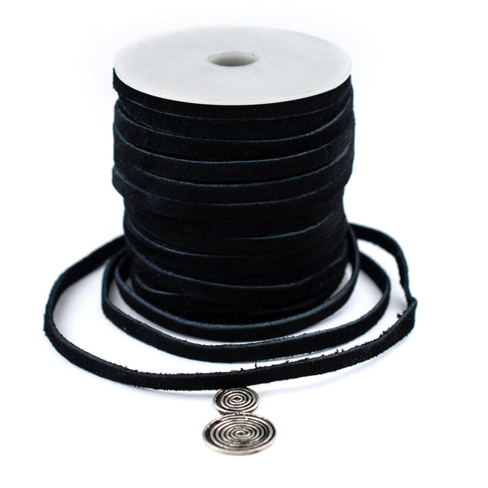 5.0mm Black Flat Suede Leather Cord (75ft) - The Bead Chest