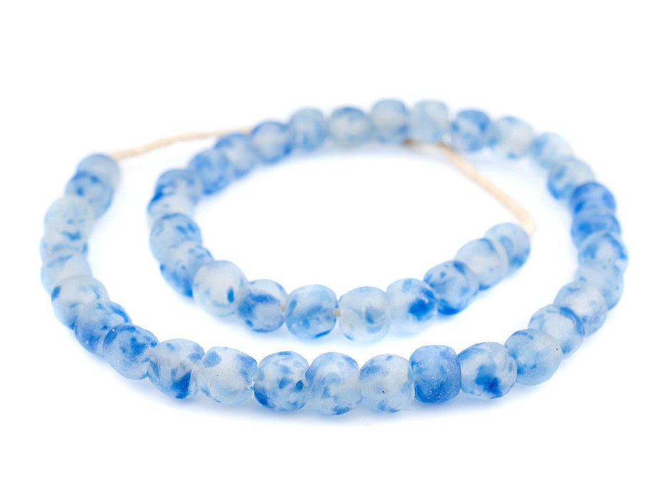 Speckled Cobalt Blue Recycled Glass Beads (14mm) - The Bead Chest