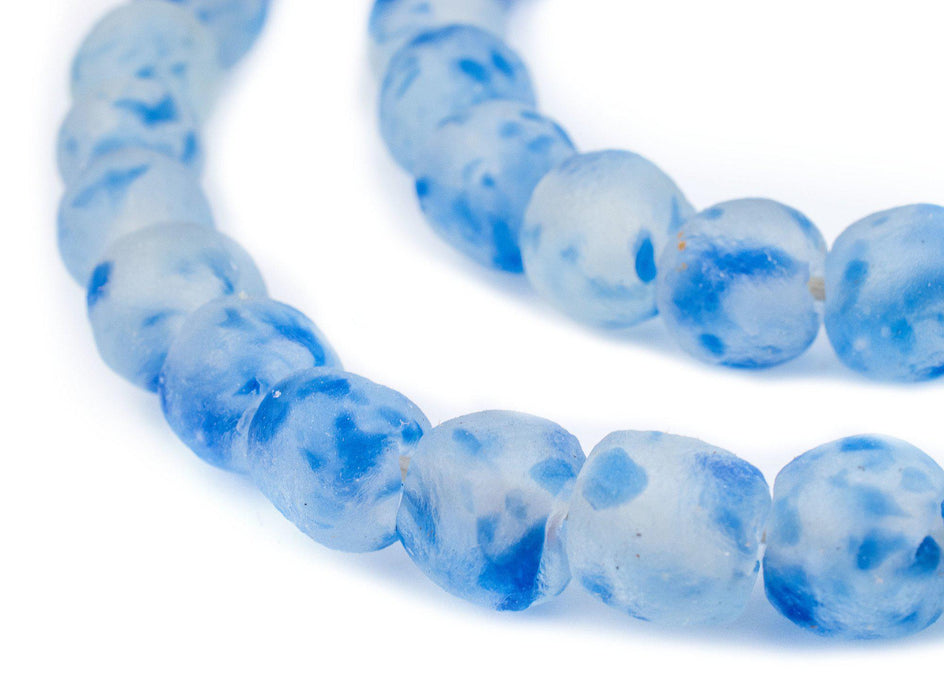 Speckled Cobalt Blue Recycled Glass Beads (14mm) - The Bead Chest