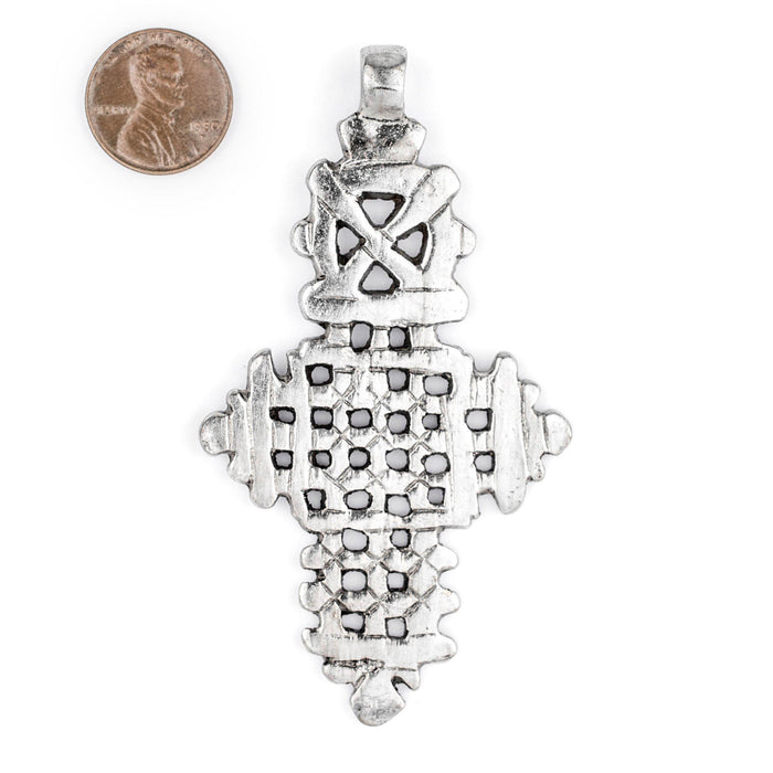 Silver Ethiopian Coptic Cross (88x48mm) - The Bead Chest