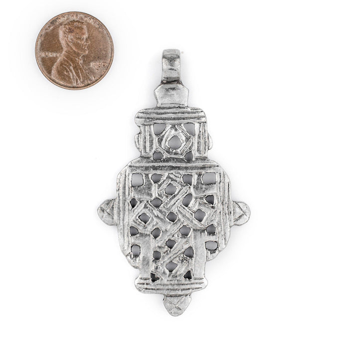 Silver Ethiopian Coptic Cross (65x37mm) - The Bead Chest
