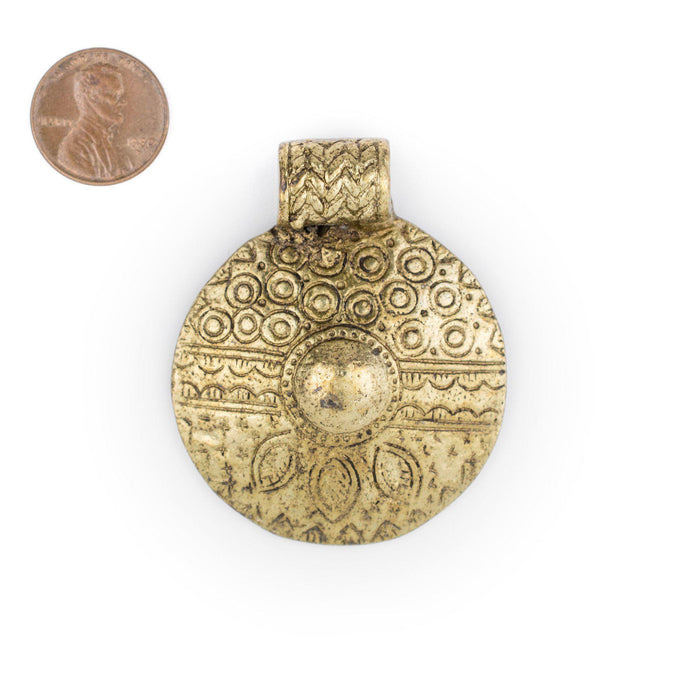 Brass Tribal Shield Pendant (55x45mm) - The Bead Chest
