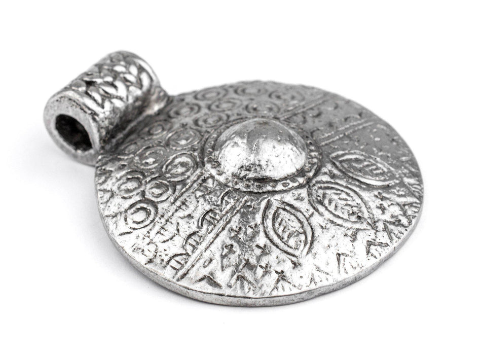 Silver Tribal Shield Pendant (55x45mm) - The Bead Chest