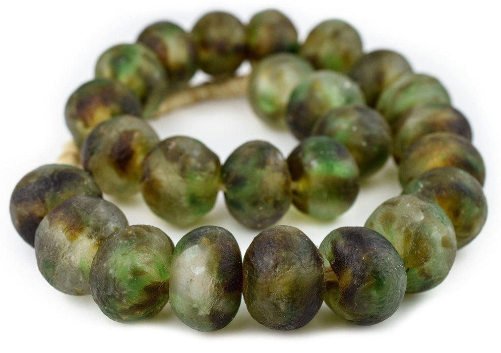 Super Jumbo Earth Swirl Recycled Glass Beads (35mm) - The Bead Chest