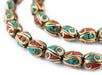 Multicolor Oval Inlaid Nepali Brass Beads (11x9mm) - The Bead Chest