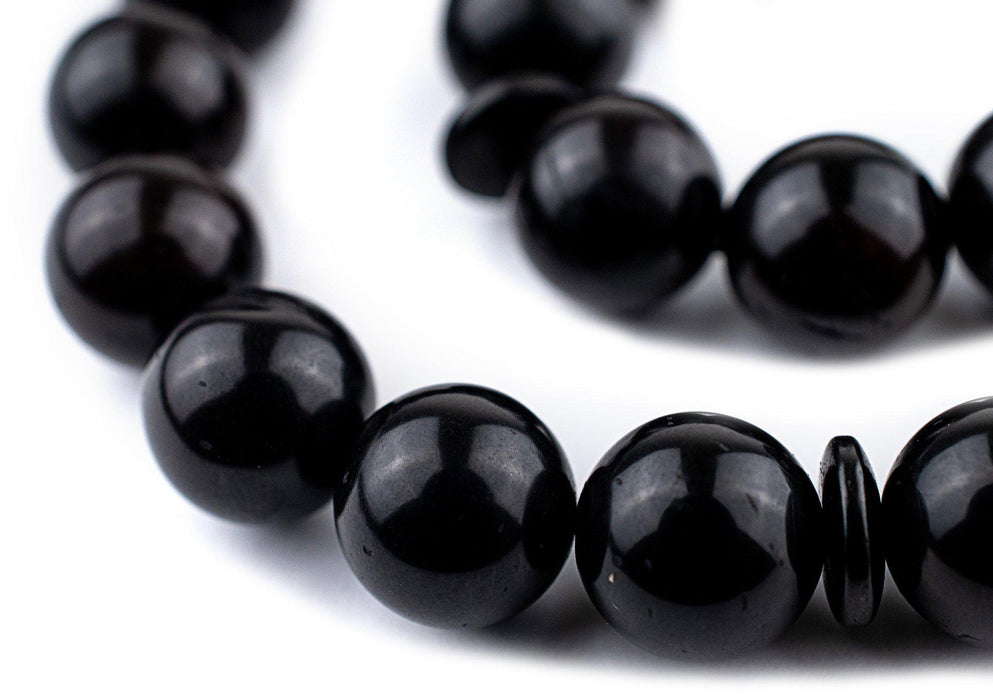 Black Round Wooden Arabian Prayer Beads (12mm) - The Bead Chest