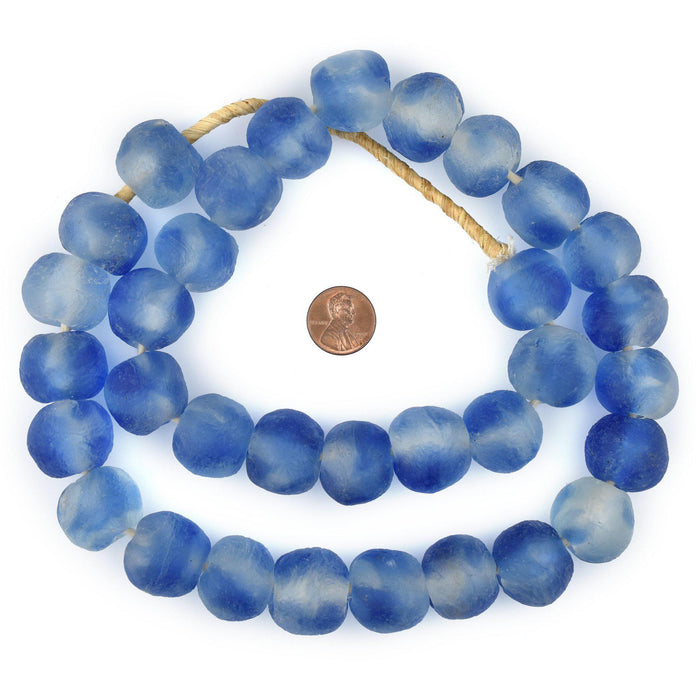 Jumbo Blue Swirl Recycled Glass Beads (23mm) - The Bead Chest