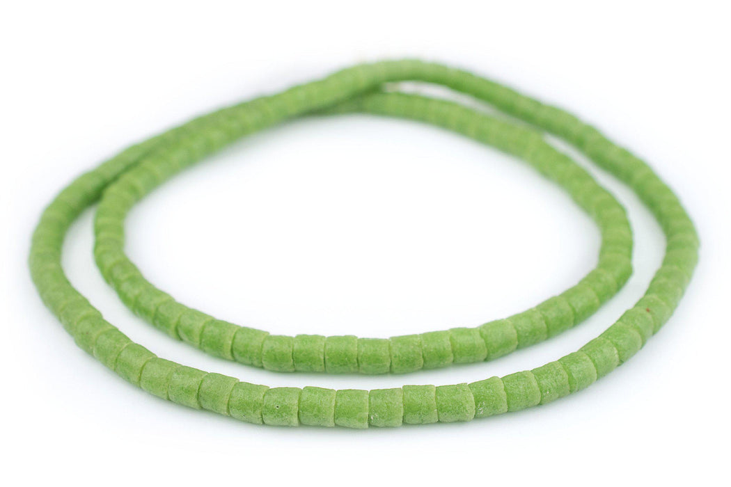 Light Green Sandcast Cylinder Beads - The Bead Chest
