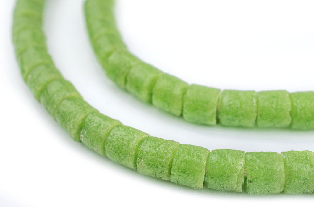Light Green Sandcast Cylinder Beads - The Bead Chest