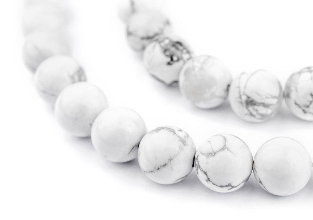 White Round Howlite Beads (10mm) - The Bead Chest