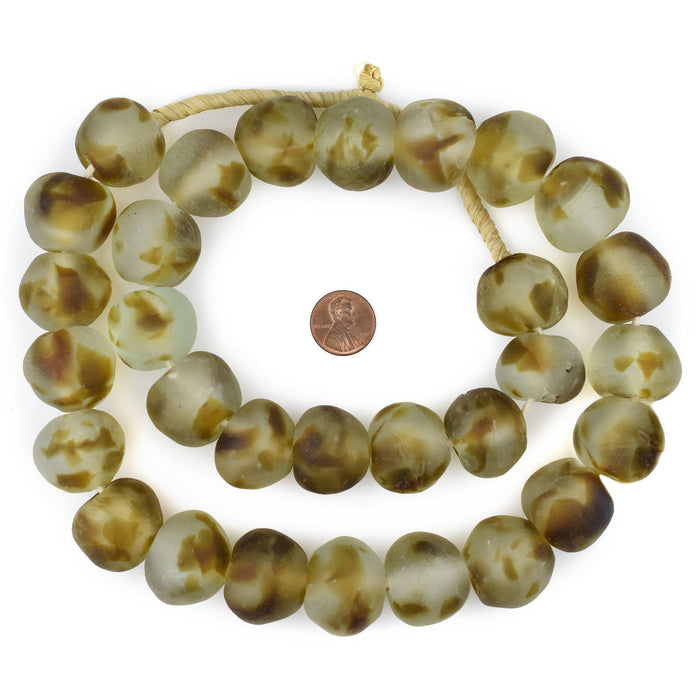 Jumbo Dark Brown Swirl Recycled Glass Beads (24mm) - The Bead Chest