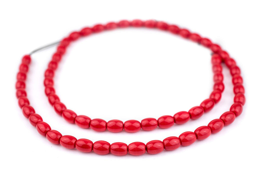 Red Bohemian Glass Oval Beads (9x7mm) - The Bead Chest