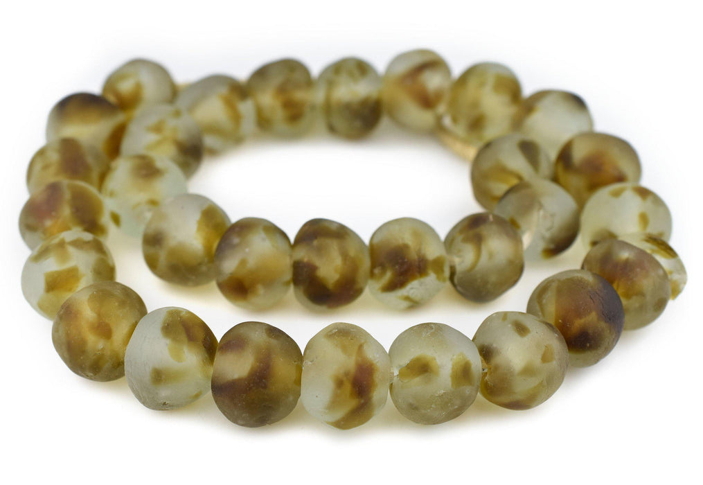 Jumbo Dark Brown Swirl Recycled Glass Beads (24mm) - The Bead Chest