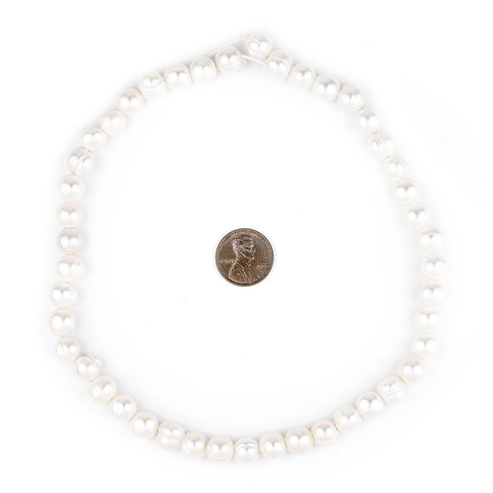 Round Cultured Pearl Beads (9mm, Large Hole) - The Bead Chest