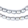 Silver Oval Cultured Pearl Beads (11x9mm, Large Hole)