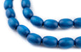 Azul Blue Oval Natural Wood Beads (15x10mm) - The Bead Chest
