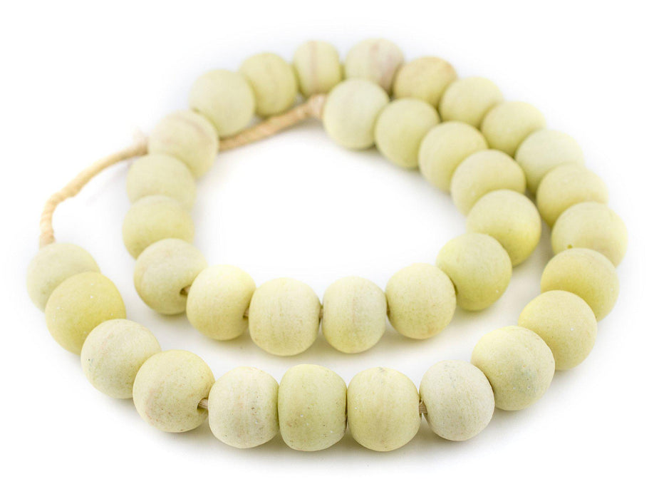 Jumbo Pastel Yellow Opaque Recycled Glass Beads (23mm) - The Bead Chest