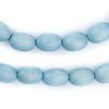 Light Blue Oval Natural Wood Beads (15x10mm)