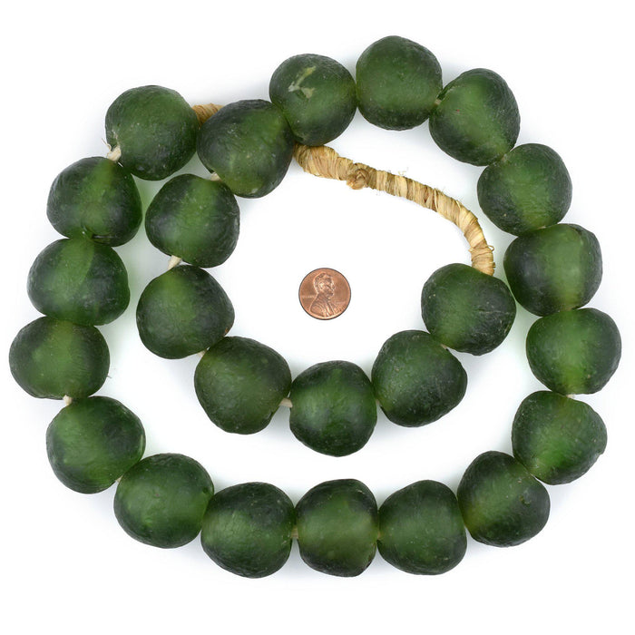 Super Jumbo Lime Green Recycled Glass Beads (35mm) - The Bead Chest