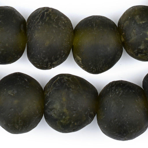 Jumbo Olive Green Recycled Glass Beads (21mm) - The Bead Chest