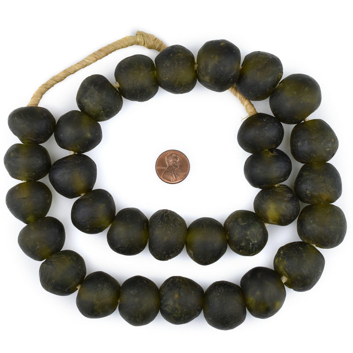 Jumbo Olive Green Recycled Glass Beads (21mm) - The Bead Chest