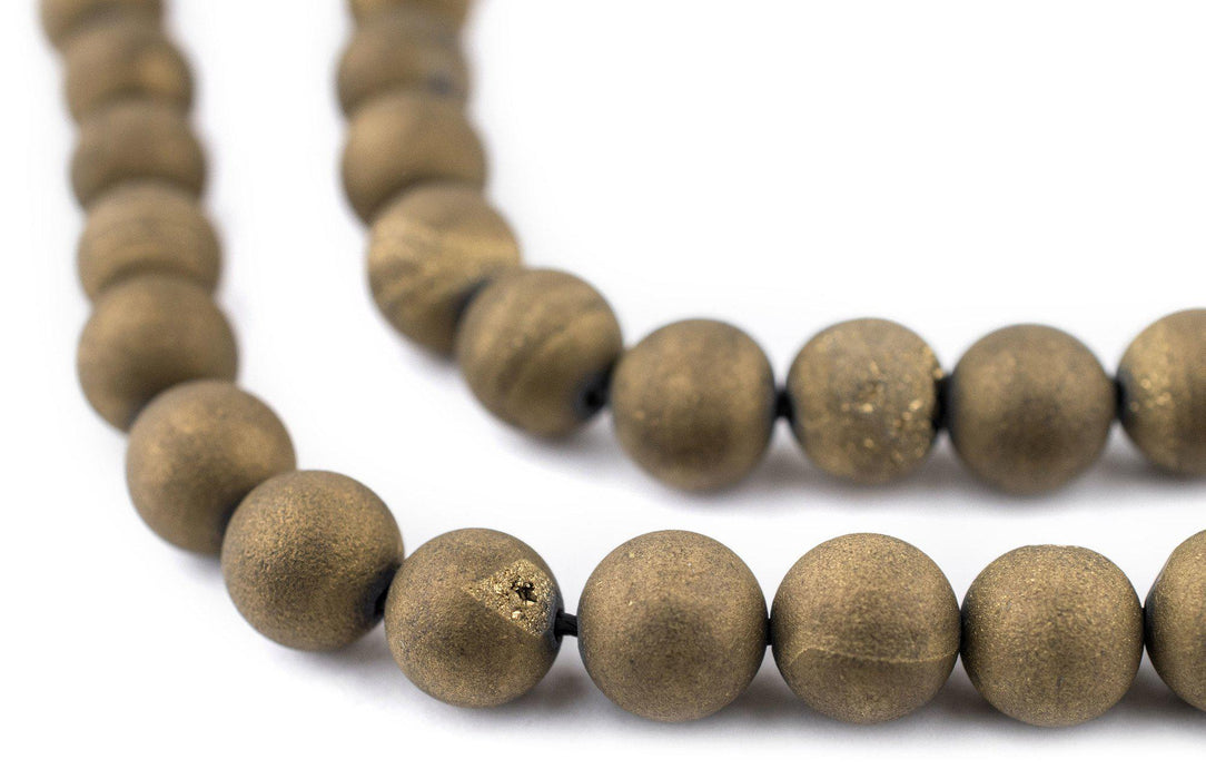 Gold Round Druzy Agate Beads (8mm) - The Bead Chest