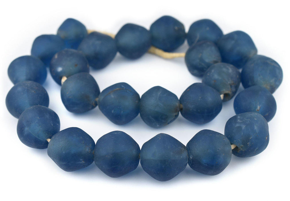 Super Jumbo Light Blue Bicone Recycled Glass Beads (35mm) - The Bead Chest