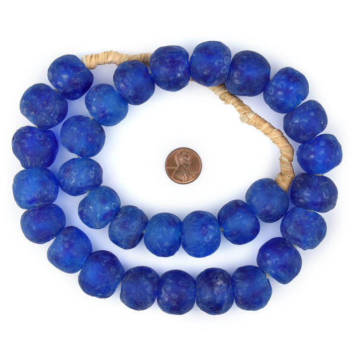Jumbo Aqua Swirl Recycled Glass Beads (23mm) - The Bead Chest