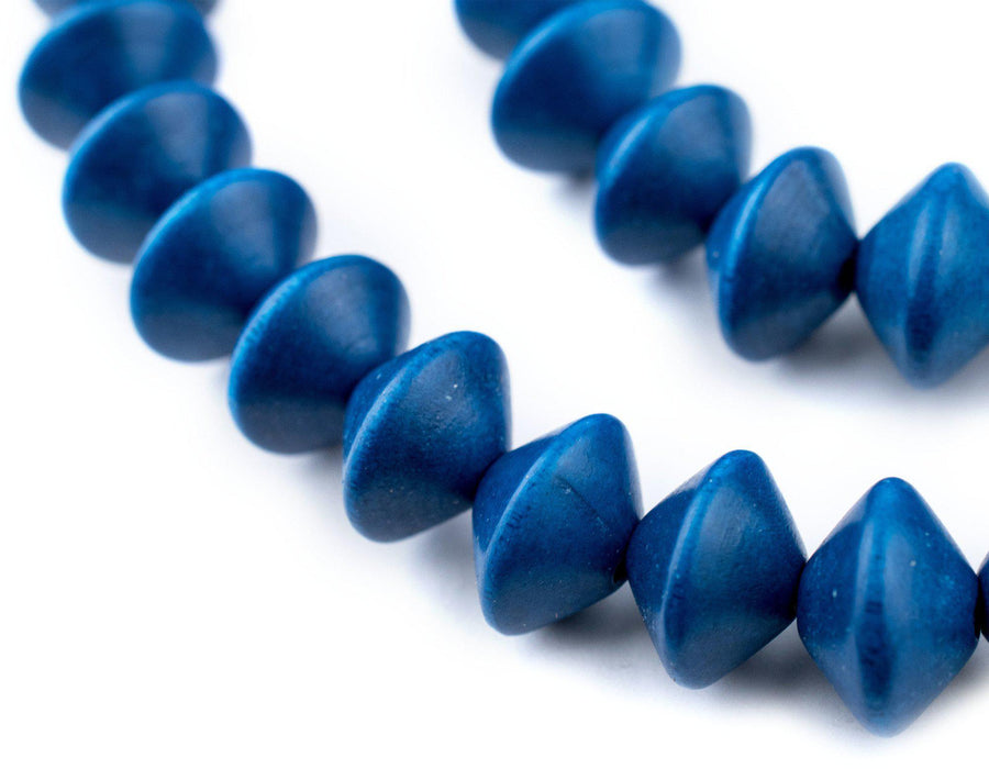 Azul Blue Bicone Natural Wood Beads (10x15mm) - The Bead Chest