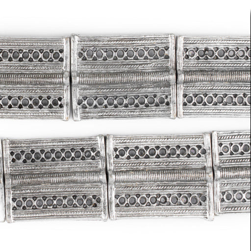 Silver Lattice Rectangular Baule Beads (45x36mm) - The Bead Chest