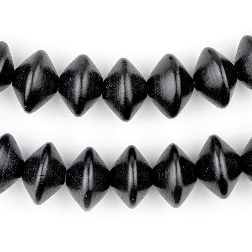 Black Bicone Natural Wood Beads (10x15mm) - The Bead Chest