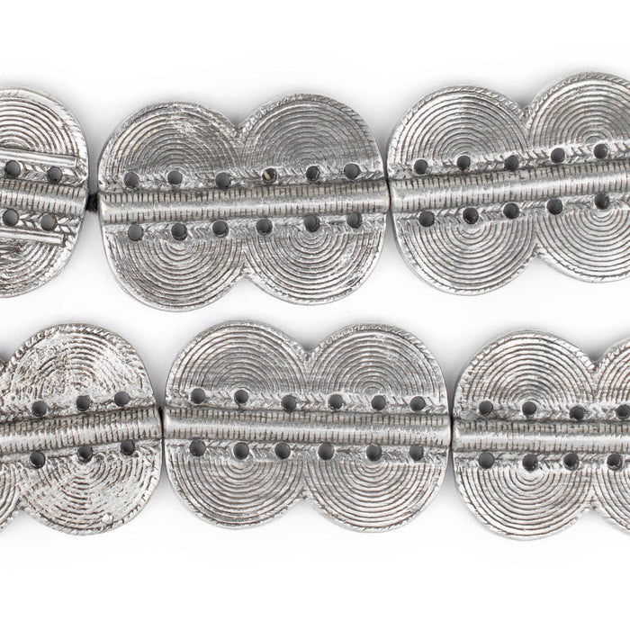 Silver Double Sun Dotted Baule Beads (49x36mm) - The Bead Chest