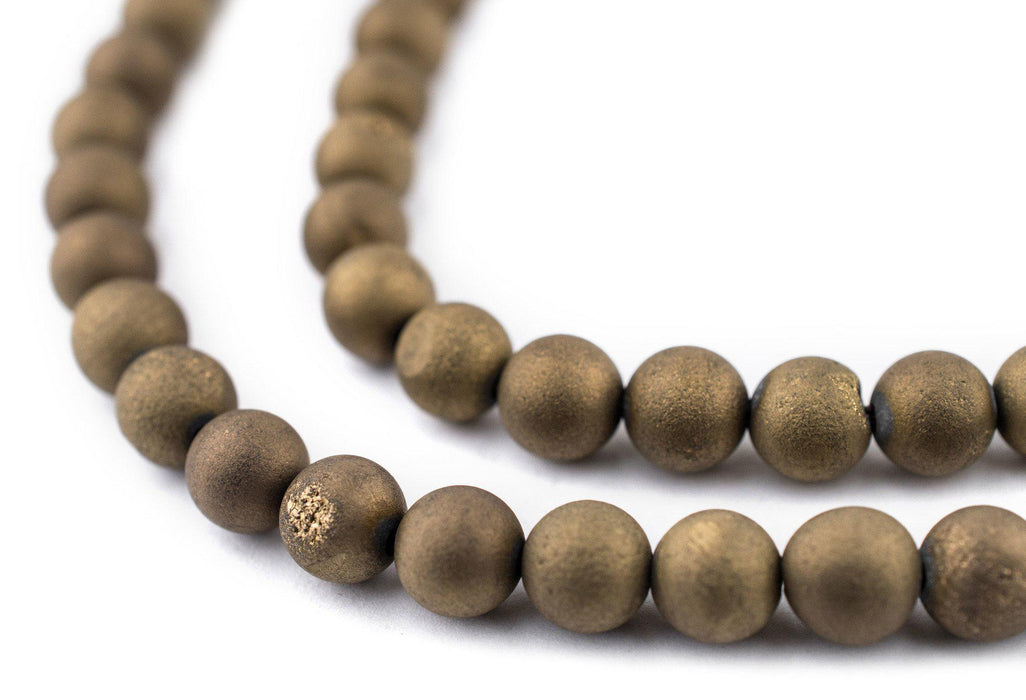 Gold Round Druzy Agate Beads (6mm) - The Bead Chest