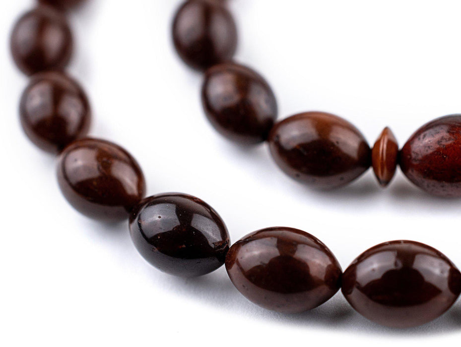 Dark Brown Oval Wooden Arabian Prayer Beads (7x10mm) - The Bead Chest