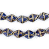 Lapis Bicone Inlaid Nepali Brass Beads (14x11mm)