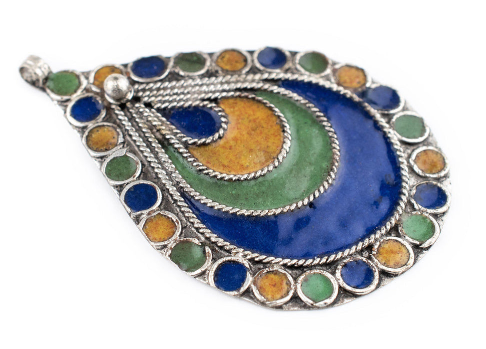 Peacock Eye Medallion Enameled Berber Pendant - The Bead Chest