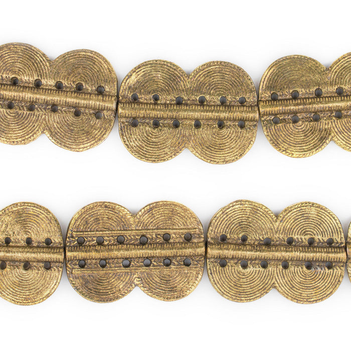 Brass Double Sun Dotted Baule Beads (49x36mm) - The Bead Chest