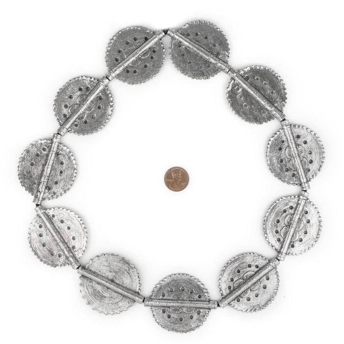 Silver Sun Dotted Baule Beads (55x45mm) - The Bead Chest