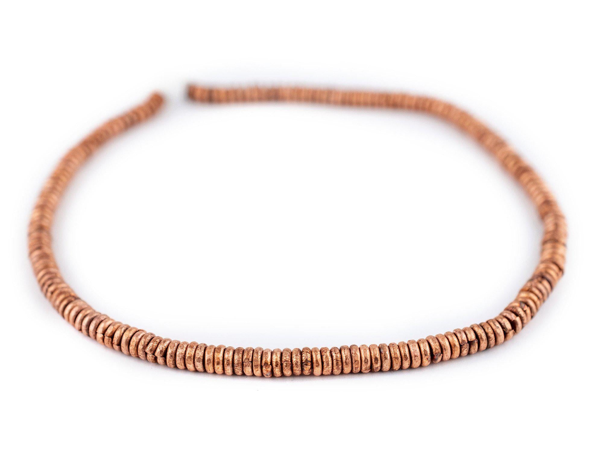 Handmade Kenya Copper Heishi Beads – 4mm, 30-32cm Strand – African Beads For Jewelry