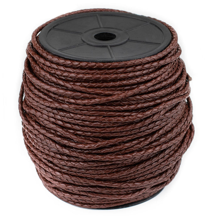 3.0mm Brown Round Braided Bolo Leather Cord (3ft) - The Bead Chest