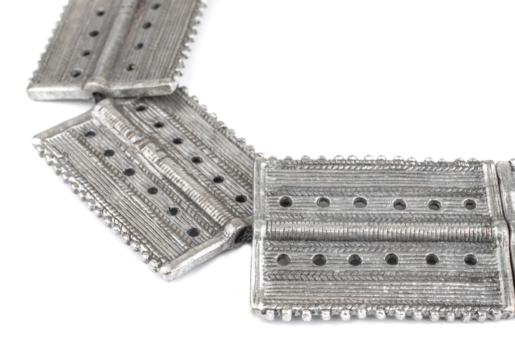 Silver Rectangular Dotted Baule Beads (54x41mm) - The Bead Chest