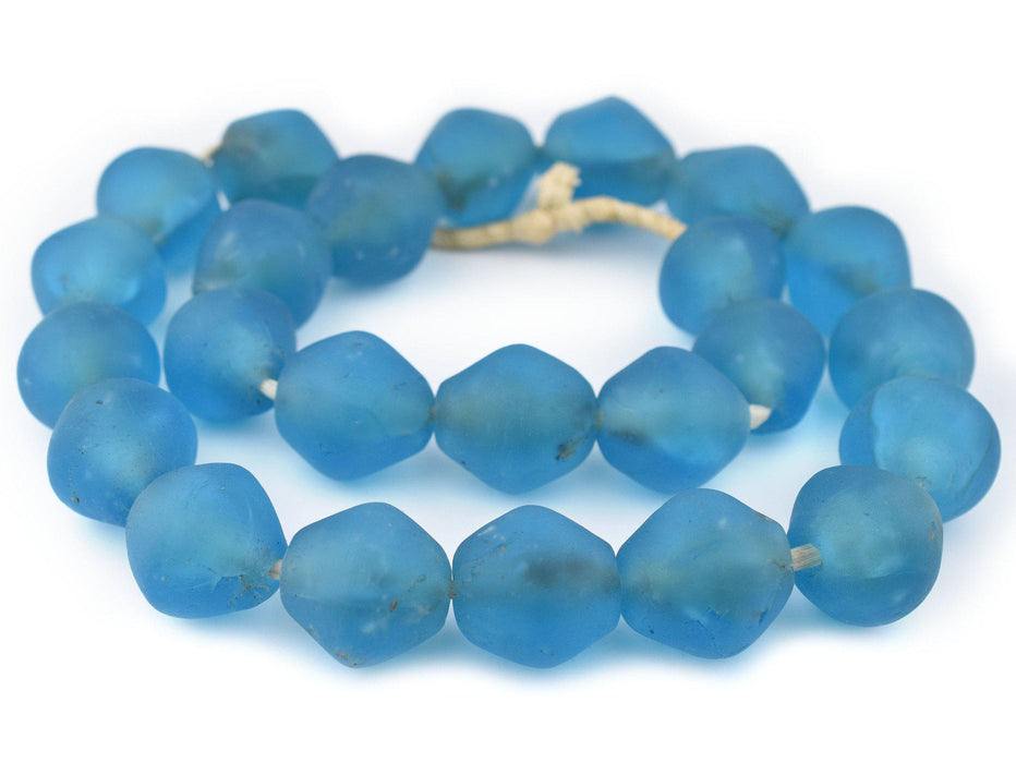 Super Jumbo Baby Blue Bicone Recycled Glass Beads (35mm) - The Bead Chest