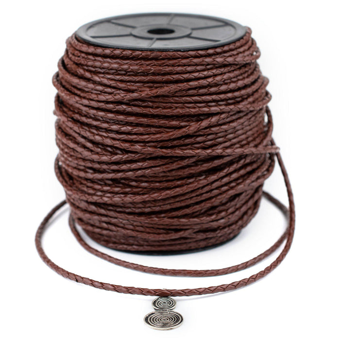 3.0mm Brown Round Braided Bolo Leather Cord (3ft) - The Bead Chest