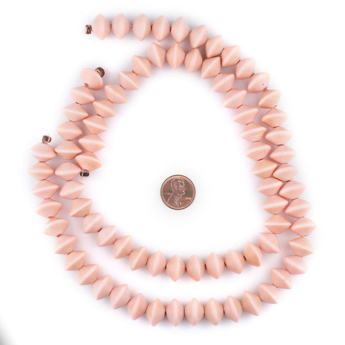 Pink Bicone Natural Wood Beads (10x15mm) - The Bead Chest