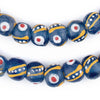 Venetian-Style Painted Blue Recycled Glass Beads (14mm)